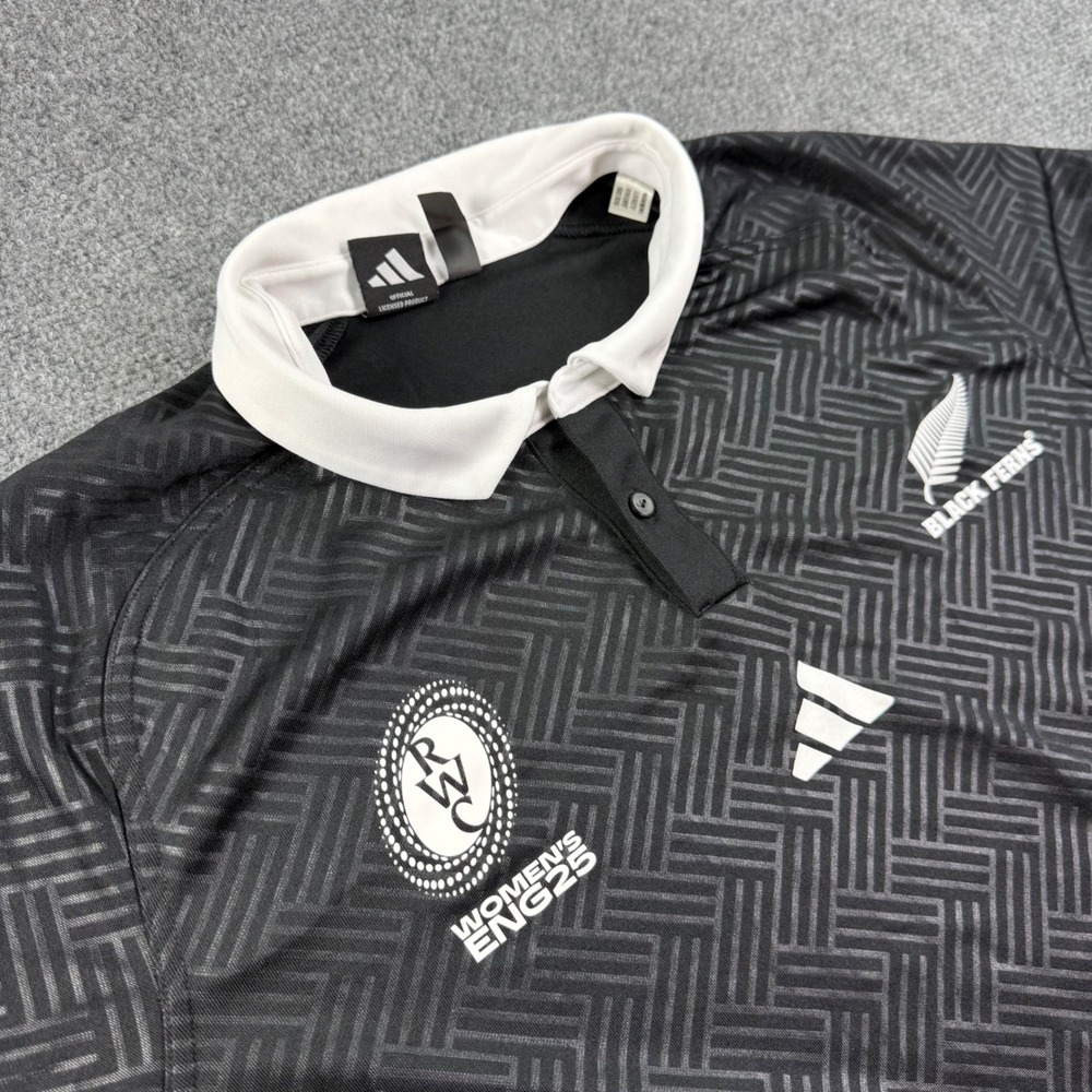 Adidas Black Ferns Rugby Jersey XL Black RWC 2025 Graphic Polo Shirt Mens